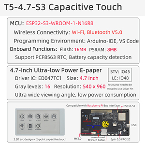 LILYGO T5-4.7-S3 : Écran tactile E-Paper de 4,7 pouces avec ESP32-S3, Wi-Fi/Bluetooth 5.0 et RTC pour appareils intelligents IoT - Product Image 5