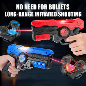 Juego de Pistolas Láser Infrarrojas con Objetivo de Tiro, Juguete Interactivo Electrónico con Chaleco Sensor para Niños - Product Image 4