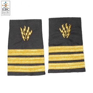 Gold Bar <b>Radio</b> Staff Yacht Crew Electrician Epaulet Uniform Epaulettes with Gold French Braids & Electrician Symbol Embroidered - Product Image 2