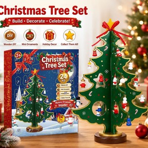 Calendario de Adviento de Madera DIY con Árbol de Navidad, 24 Días de Sorpresas, Calendario de Cuenta Regresiva con Mini Adornos Colgantes de Navidad - Product Image 2