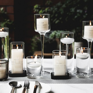 Wedding <b>Decor</b> High Jars Large Clear Glass Candle Holder Water Straight Heat Resistant Floating Empty Sand Candle Containers - Product Image 1