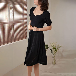 Vestido de verano Y2K elegante y personalizado para mujer 2025 vestido maxi de manga corta con cuello en V hasta la rodilla personalizado - Product Image 5