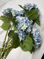 DREA 196 Pcs Kelopak Bunga Hydrangea Buatan Sentuhan Asli Biru Hijau Melembapkan Dekorasi Pernikahan Bunga Lateks Buatan Tangan