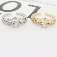 Bague ajustable en acier inoxydable doré argenté avec strass et pierre taille princesse pour femmes et jeunes filles, cadeau d'anniversaire ou de promesse