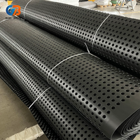 Planche de drainage rainurée en HDPE haute résistance, utilisée pour l'étanchéité des sous-sols et la protection des murs de fondation
