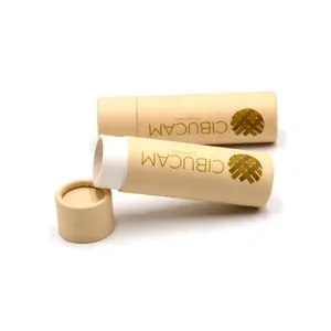 Lançamento de novo produto reciclável batom recipiente para cosméticos push-up tubo de papel kraft embalagem de desodorante cosméticos tubo de papel