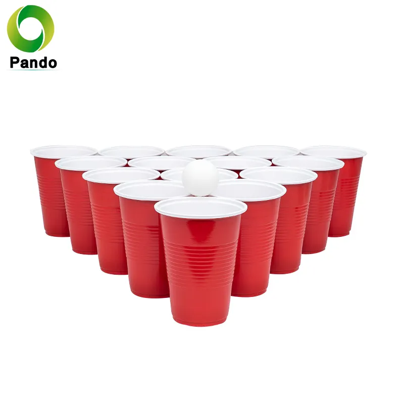 Fábrica descartável plástico 12oz/16oz bebida suco mesa tênis jogo plástico festa copos