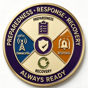 Preparedness Response Recovery Medal Gold Plated Zinc Alloy Hard Enamel Circular Business Gift Always Ready - Product Image 5