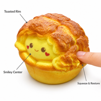 Jouet Squishy Smiley Pineapple Bun à Remontée Lente, Motif Crustes Craquelées, Anti-Stress, Cadeau de Bureau