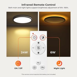 Lámpara de Techo LED Empotrada Matane de 12 Pulgadas con Control Remoto, Luz Nocturna de 2000K Cálida, Ajustable de 3000K a 6500K - Product Image 2