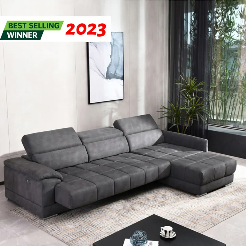 Tempat tidur sofa listrik Modern, tempat tidur kantor bentuk L, furnitur dorong mewah, set ruang tamu