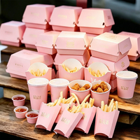 Boîte à frites jetable en papier pour emporter, emballage alimentaire personnalisé pour ailes de poulet, boîtes à hamburgers, conteneur pour plats à emporter rapides