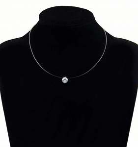 Collier ras du cou en strass avec chaîne de clavicule en fil de pêche transparent invisible pour femme, vente en gros à prix abordable - Product Image 5