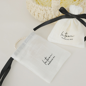 Gift <b>White</b> Canvas Cotton Muslim Jewelry Pouch <b>Bag</b> Custom Logo Cotton Linen Drawstring <b>Bag</b> <b>Small</b> Drawstring Pouch <b>Bag</b> - Product Image 4