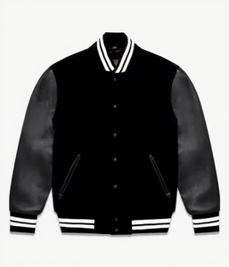 Veste universitaire noire pour homme, col rabattu, fermeture boutonnée, manches classiques, couleur unie, vêtement d'extérieur d'automne, matière PU - Product Image 3