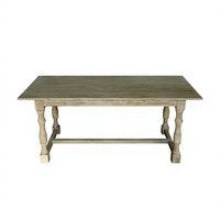 Table de ferme rectangulaire traditionnelle en bois massif avec pieds cannelés, style antique, pour usage extérieur en hôtel