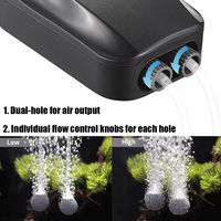 Nouvelles pompes à air réglables à double bouton à 2 trous 2026 pour aquarium, pompe à oxygène avec clapet anti-retour intégré pour aquarium