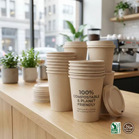 Gobelets à café en papier jetables à paroi simple avec logo personnalisé imprimé, écologiques et compostables, pour boissons chaudes à emporter, avec couvercle