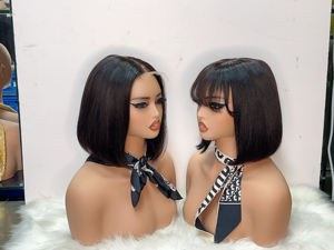 Perruque Courte <span class=keywords><strong>Bob</strong></span> 13x4 360 HD Lace Front Glueless Pré-Plucked Remy Human Hair avec Mèches Style Célébrité – Vente en Gros - Product Image 1