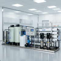 Machine de traitement d'eau en acier inoxydable 4T/H, filtration à membrane RO double étage, garantie 1 an pour traitement d'eau ultra-pure, électronique