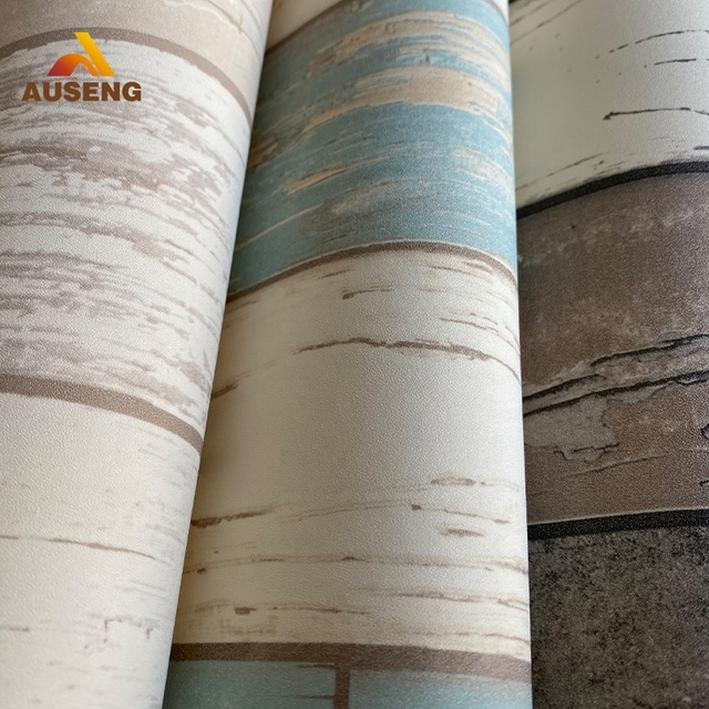Best Wallpaper Manufacture Auseng Pvc Stripped Pattern Hd 3D Mural Wallpaper Modern Design Wall Paper Rolls