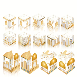 Calendario de Cuenta Regresiva para Ramadán, <span class=keywords><strong>Casa</strong></span> Dorada con Luna, 30 Días, Regalo para la Fiesta de Cuenta Regresiva, Caja de Papel Tridimensional con Forma Especial - Product Image 3