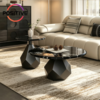 Ensemble de tables basses rondes design moderne, surface en pierre de luxe, mobilier de salon pour petits espaces, projets hôteliers, vente en gros