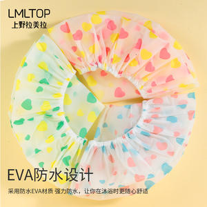 Gorro de ducha impermeable con diseño de corazón LMLTOP, gorro de baño de PVC grueso para adultos, para protección del cabello, uso sanitario SY800 - Product Image 2