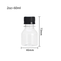 Bouteille de jus de gingembre en plastique PET de 60 ml, forme ronde, prix d'usine, avec bouchon à vis, bouteille de 2 oz pour jus et boissons énergisantes