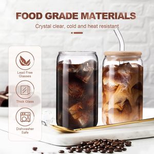 Lot de 2 <span class=keywords><strong>verres</strong></span> à café glacé de 47 cl avec couvercles et pailles, accessoires pour bar à café, <span class=keywords><strong>verres</strong></span> à bière, gobelets réutilisables - Product Image 5
