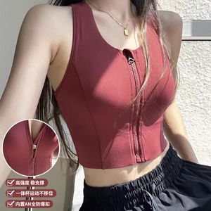 Sujetador deportivo de alta intensidad con almohadillas en el pecho, cremallera frontal, a prueba de golpes, para correr, fitness, yoga, top sin mangas para <span class=keywords><strong>mujer</strong></span>, sujetador deportivo para gimnasio y entrenamiento. - Product Image 1
