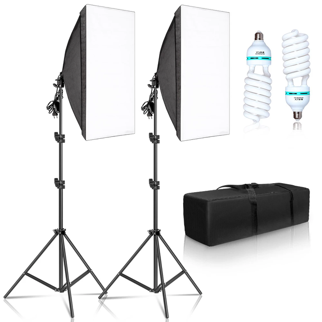 Professional Photography Softbox 24x24 Inches/60x60 Centimeters with E27 Socket Light Lighting Kit Studio