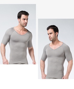 Maglietta Modellante da <span class=keywords><strong>Uomo</strong></span> in Nylon, Controllo Pancia, Supporto Vita, Fitness, Manica Corta, Senza Cuciture, <span class=keywords><strong>Scollo</strong></span> a V - Product Image 6