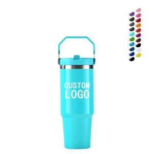 Gobelet isotherme personnalisé de 30 oz à double paroi en acier inoxydable, tasse à café isolée sous vide, prix abordable, tasse de voyage pour voiture de 30 oz avec poignée et couvercle - Product Image 1