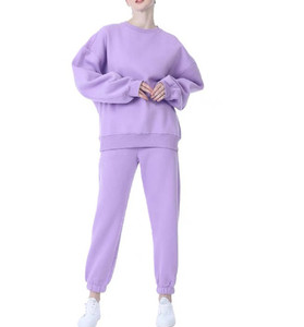 Manufacturer Plain 100% Cotton Tracksuit Female Custom logo Puff Print <b>Embroidery</b> Oversize Sweatshirts Pants Tracksuit <b>Set</b> - Product Image 1