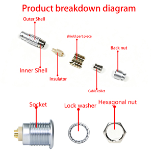 Conector BEXKOM FGG Tamaño 0B de 2 a <span class=keywords><strong>12</strong></span> Pines Macho, Empujar y Tirar, Bloqueado, Blindado EMC, Impermeable IP50, Antivibración, Anticorrosión - Product Image 4