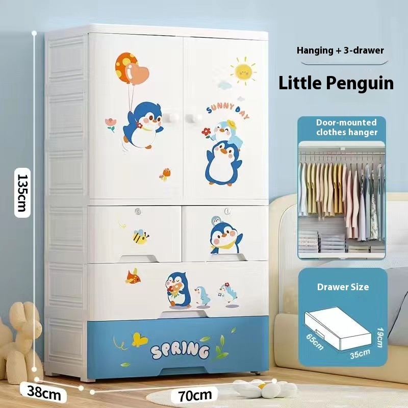 Petit pingouin [tiroir à vêtements suspendus à 3 niveaux]