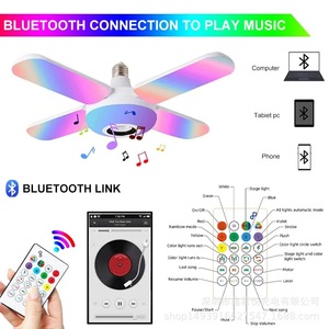 หลอดไฟ LED 4 ใบพัด รุ่น E27 50W RGB เปลี่ยนสีได้ พร้อมรีโมทคอนโทรล สำหรับไฟเวที - Product Image 4