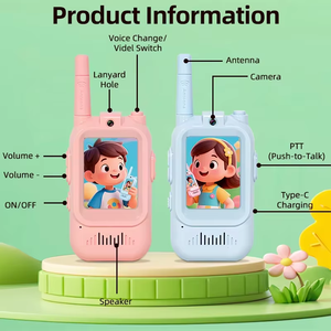 Interphone vidéo pour enfants, talkie-walkie vidéo pour enfants, avec fonction de appel HD 3G POC, portée supérieure à 50 km, fonction de détresse faible batterie, design dessin animé, meilleure vente - Product Image 1