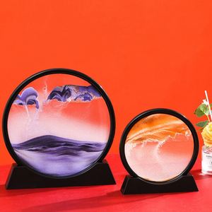 Sandscape Moving Sand Art, image ronde sablier 3d paysage coulant Sable Sandscape Motion Display Frame Sand Painting/ - Product Image 1