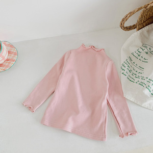 2025 autunno nuova t-Shirt per ragazze tinta unita <span class=keywords><strong>dolcevita</strong></span> arricciante con fondo top stampa Casual tecniche nuove per bambini - Product Image 4