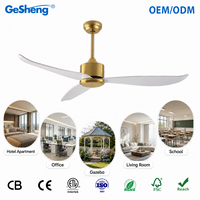 Ventilateur de plafond LED décoratif moderne de 52 pouces avec 3 pales en ABS, moteur en cuivre DC, certification CE CB ETL pour la maison, l'hôtel et les projets