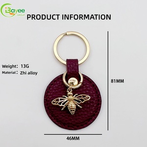 Professional Manufacturing Support Custom Cortical <b>Circle</b> Metal Bee Pendant Zinc Alloy Metal Keychain Car Keychain - Product Image 3