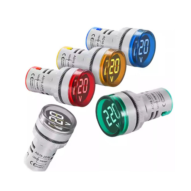 New Mini Digital AC Voltmeter 50V-500V Universal Digital Display Indicator Light Aperture 22mm LED White Red Yellow Blue Green