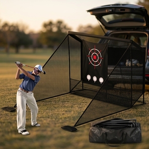 Cage de golf portable 10x7 pieds avec structure en acier et 2 barrières latérales pour entraînement de swing en extérieur - Product Image 1