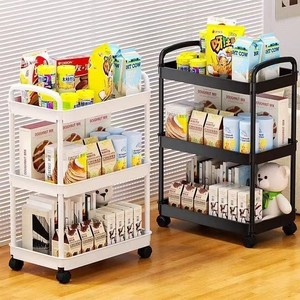 <b>Storage</b> <b>Cart</b> 3 Tier Rolling Organizer For Kitchen Bathroom Bedroom Living Room With Wheels And Adjustable Shelves Modern Design - Product Image 1