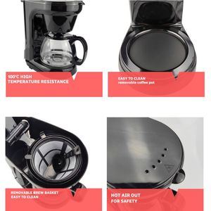 Petite cafetière à filtre en verre, machine à café compacte avec filtre réutilisable, plaque chauffante et pot à café pour la maison et le bureau - Product Image 5