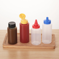 Bouteille souple en plastique PP de 200 ml et 250 ml à épaule plate pour sauces, remplissage à chaud sécurisé, avec couvercle à clapet en silicone