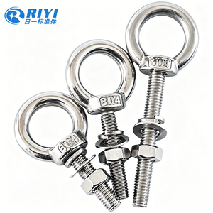 RIYI Vis à <span class=keywords><strong>anneau</strong></span> en alliage de zinc M10, jeu d'écrous à <span class=keywords><strong>anneau</strong></span> en acier inoxydable, vis à <span class=keywords><strong>anneau</strong></span> allongée avec <span class=keywords><strong>anneau</strong></span> traversant pour <span class=keywords><strong>tige</strong></span> murale M6 M8 M10 M12 M24 - Product Image 1