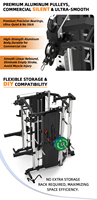 Appareil de musculation multifonctionnel professionnel tout-en-un avec montants en acier 75x75mm, double pile de poids de 198kg, machine Smith commerciale